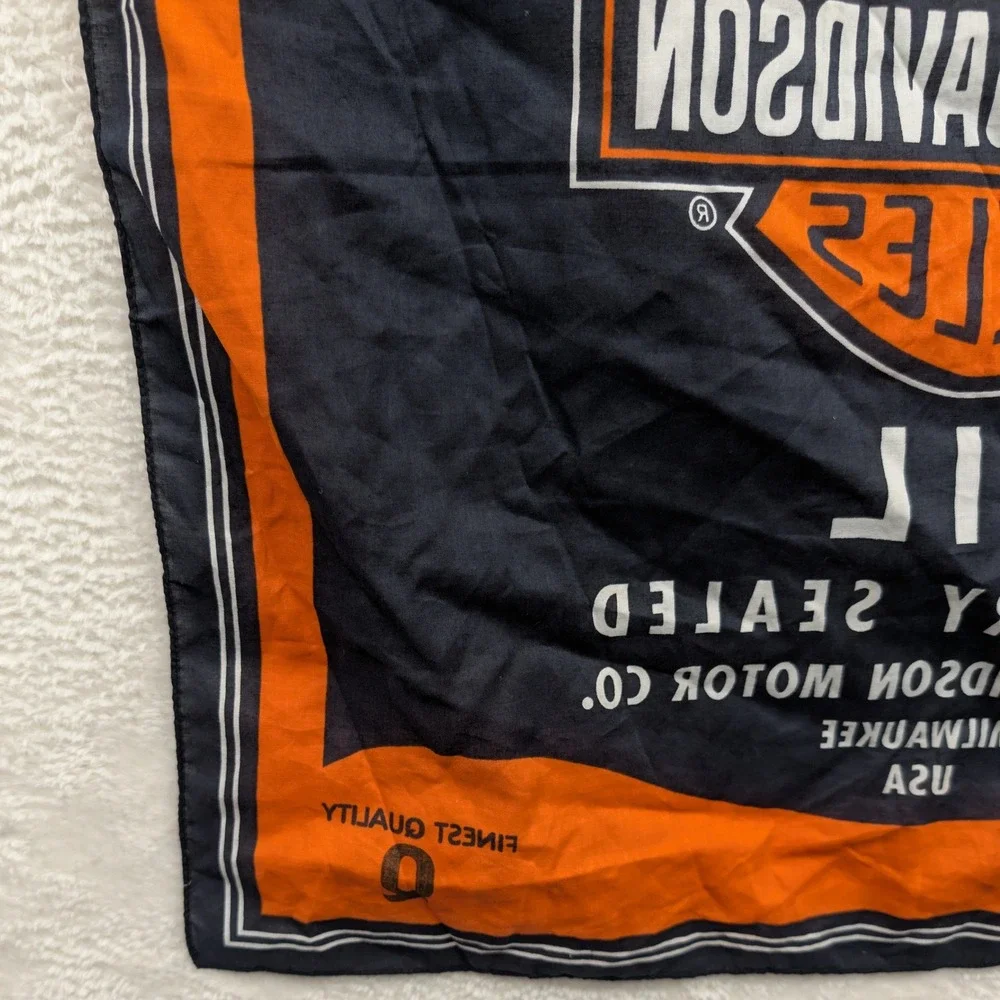 NWT VTG Harley-Davidson Bandana Mens OS Orange Black Genuine Motor Oil Biker Y2K